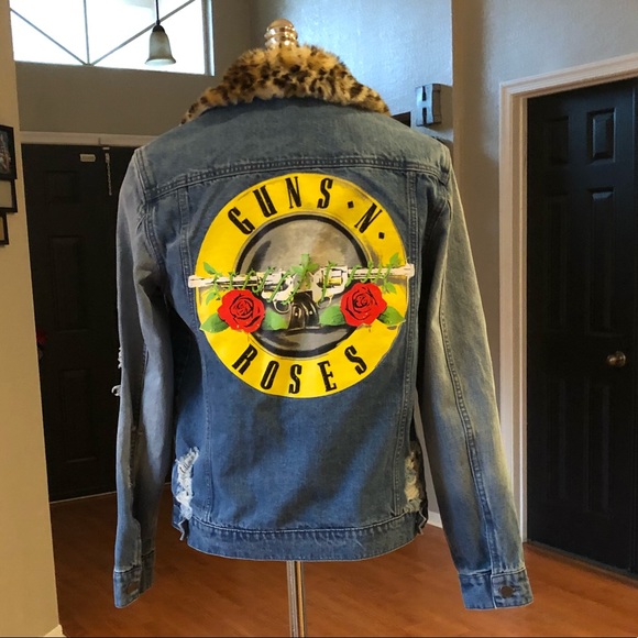 guns and roses jean jacket